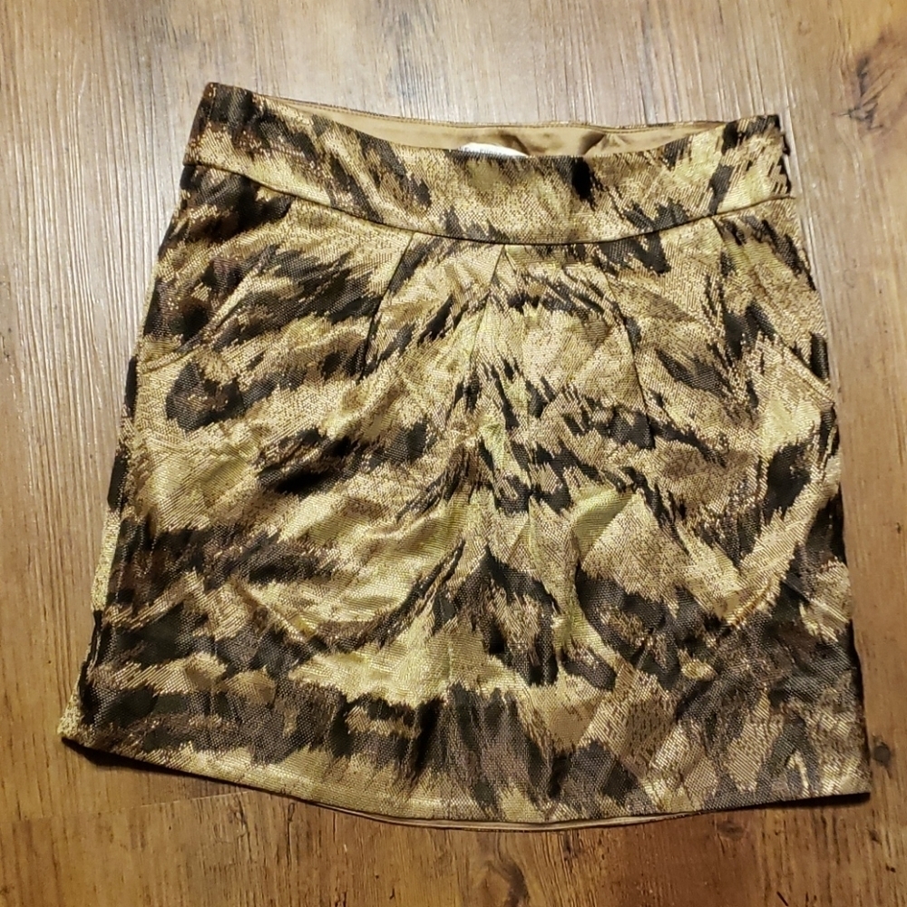 Diane von Furstenberg tan brown print mini skirt